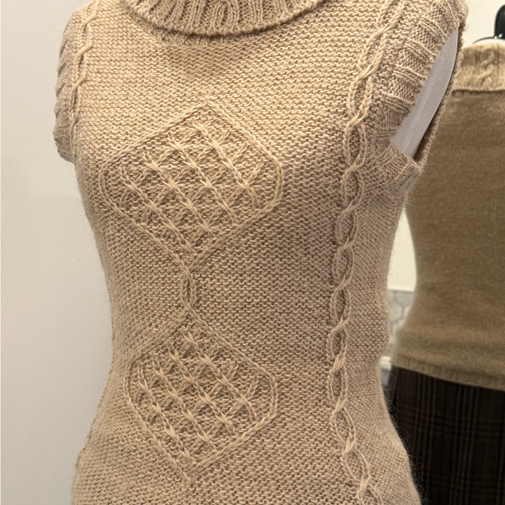 Cotton Emporium Beige Cowl Neck Sweater Vest